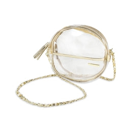 Gold Round Canteen Crossbody Clear Game Day Bag