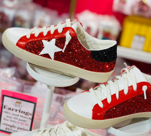 Sparkle Red & Black Sneakers