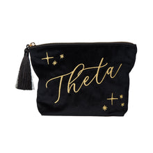 Velvet Embroidered Cosmetic Pouch- Sorority