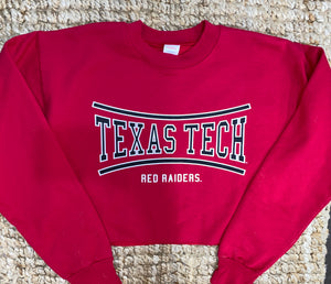Texas Tech cropped sweatshirt- Swoosh Stripe in Red