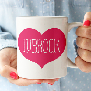 Lubbock Heart Mug- Pink