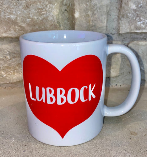 Lubbock Heart Mug- Red