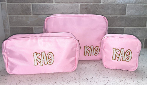 Happy Letters patch makeup bags- Sorority