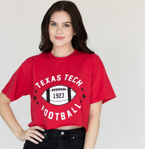 Texas Tech crop tee "Halftime Tailgate"- Red